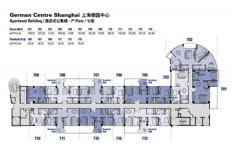 Floor plans of the German Centre Shanghai apartment
