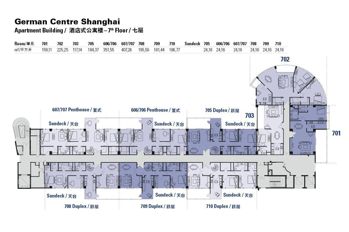 Floor plans of the German Centre Shanghai apartment